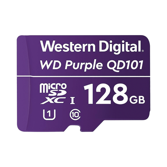 Memoria microSD de 128 GB PURPLE, Especializada Para Videovigilancia, 10 veces MAYOR duración