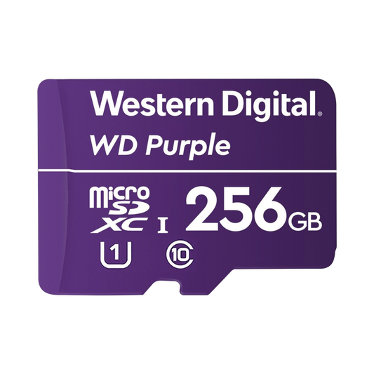 Memoria microSD de 256 GB PURPLE, Especializada Para Videovigilancia, 10 veces MAYOR duración