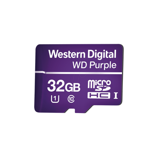 Memoria microSD de 32GB PURPLE, Especializada Para Videovigilancia, 10 veces MAYOR duración