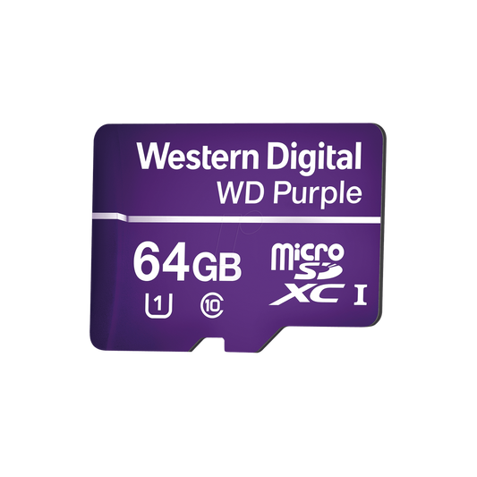 Memoria microSD de 64GB PURPLE, Especializada Para Videovigilancia, 10 veces MAYOR duración
