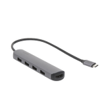 HUB USB-C a 4 Puertos USB 3.0 + HDMI 4K@30Hz / USB 3.0 a 5Gbps / Caja de Aluminio / 5 en 1